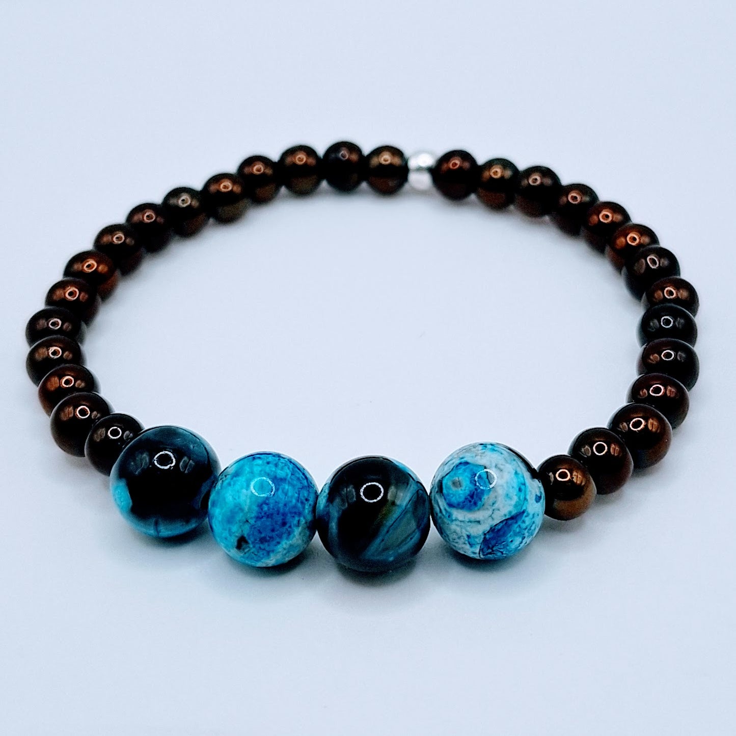 Mystic Fusion Black Obsidian and Blue Agate Men's Bracelet
