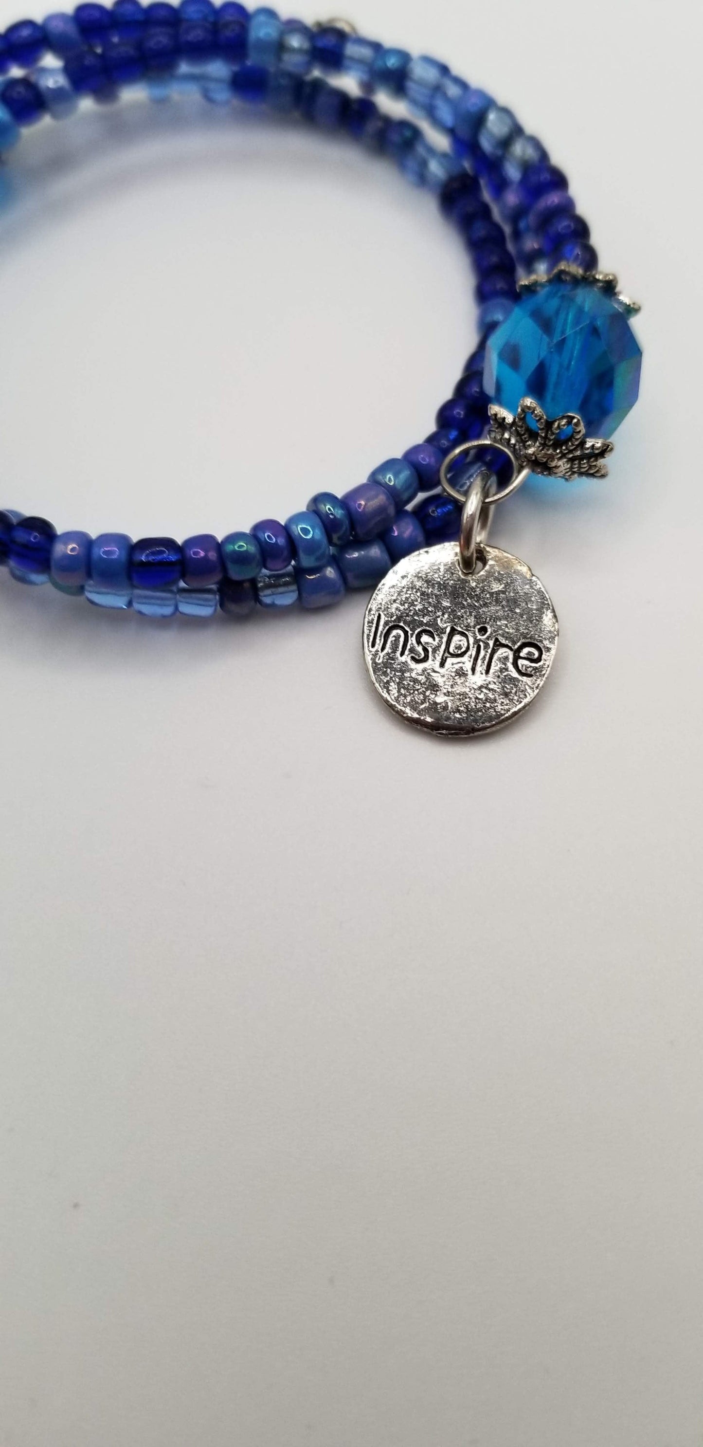 Handcrafted Jewelry By Teri C Beaded Bracelet Teal Blue Wrapped Bracelet