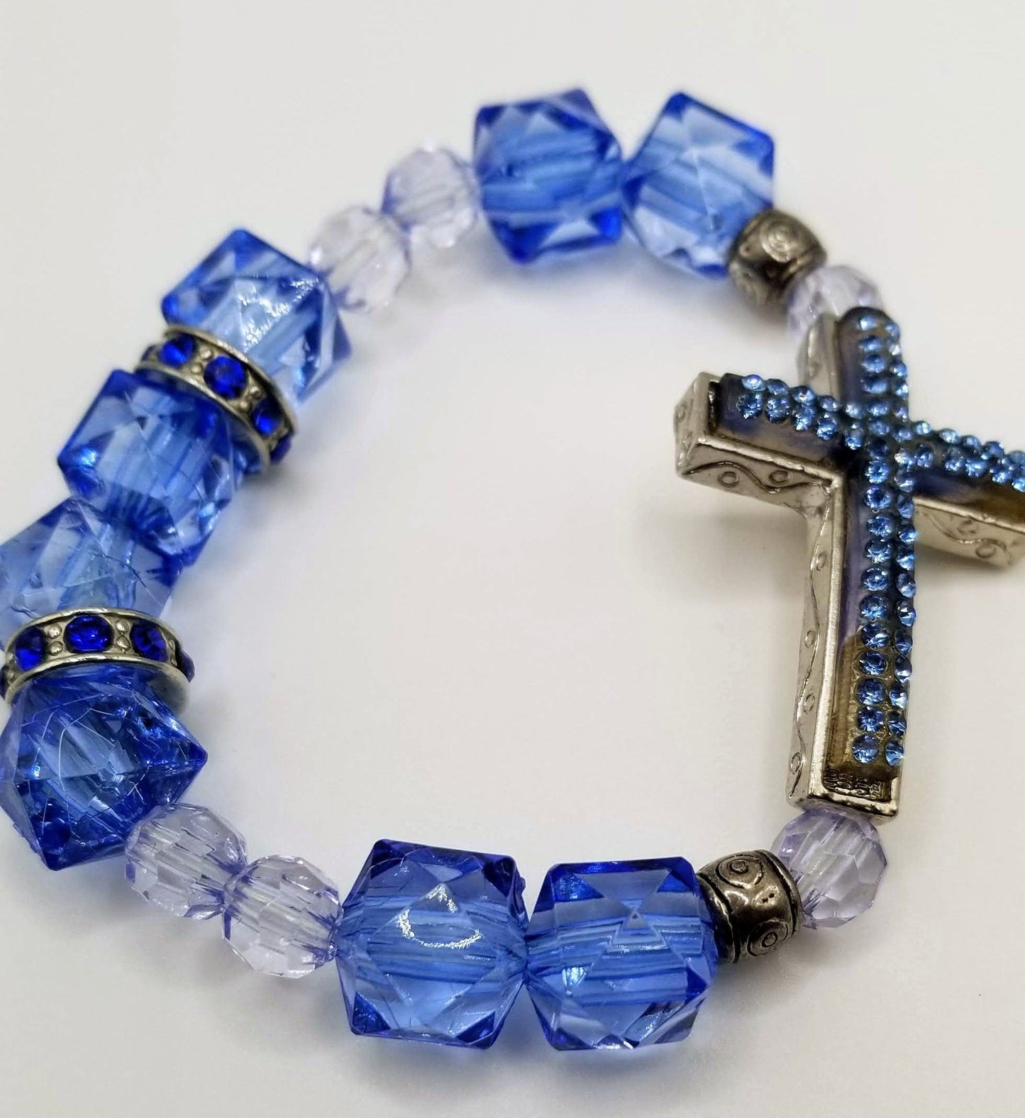 Handcrafted Jewelry By Teri C Inspirational Blue Cross Bracelet