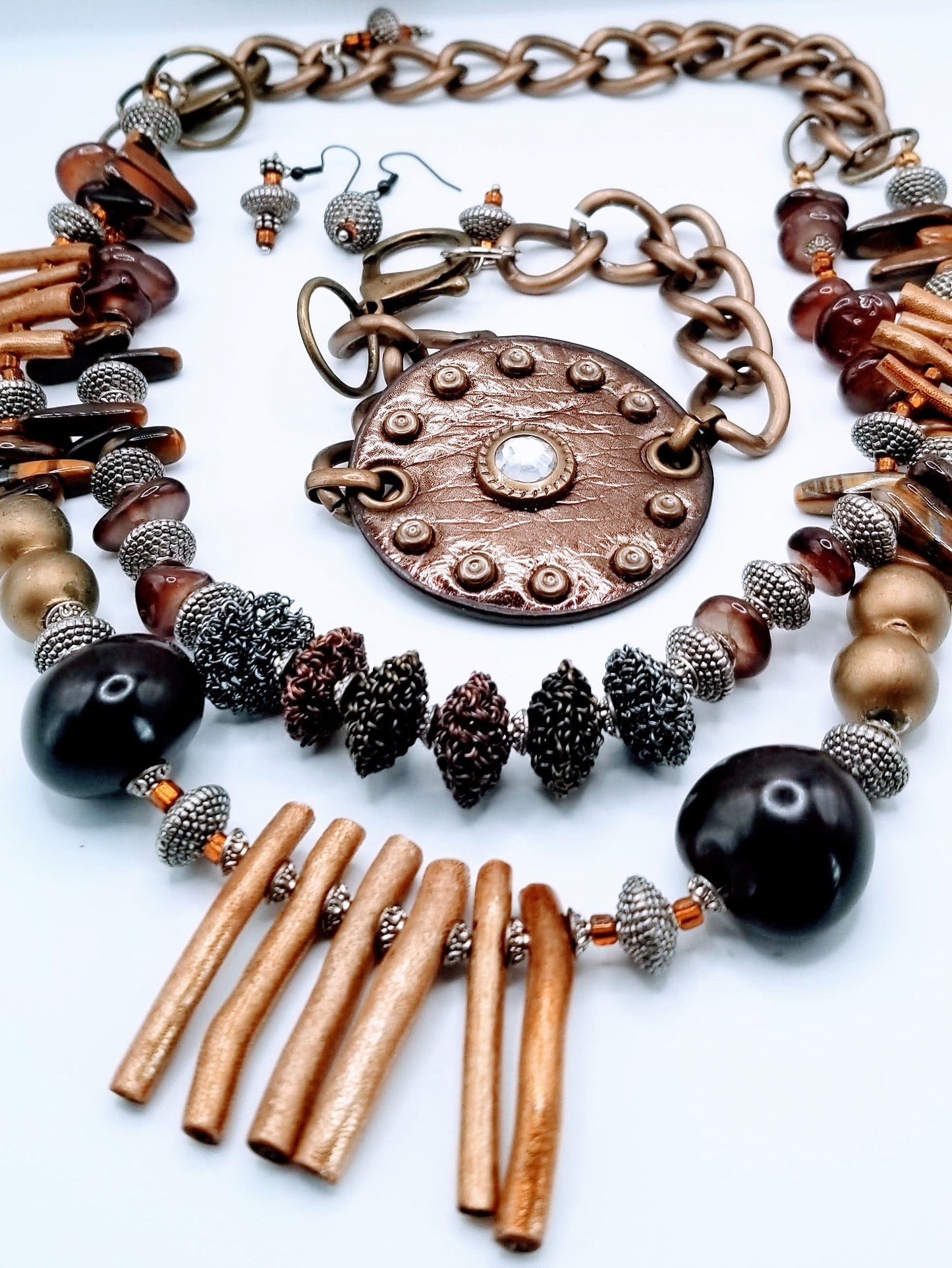 Handcrafted Jewelry By Teri C Necklace set Gorgeous Handcrafted Bohemian Necklace and , Bracelet, Earring Set