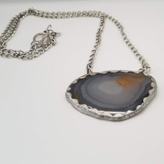 Handcrafted Jewelry By Teri C Necklace Stunning Agate Pendant Necklace For Elegant Look