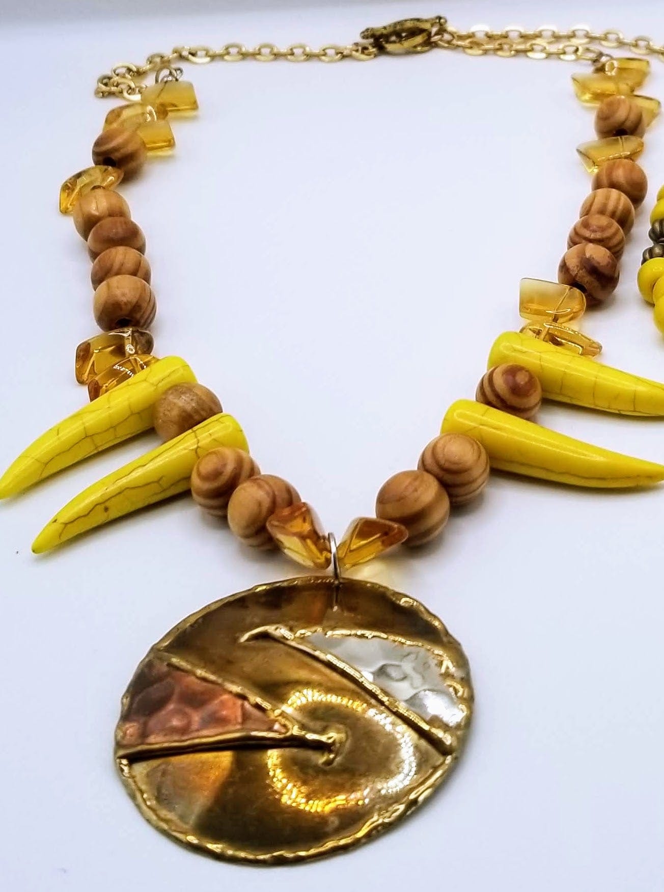 Handcrafted Jewelry By Teri C Necklace Wood Bone & Gemstone Necklace