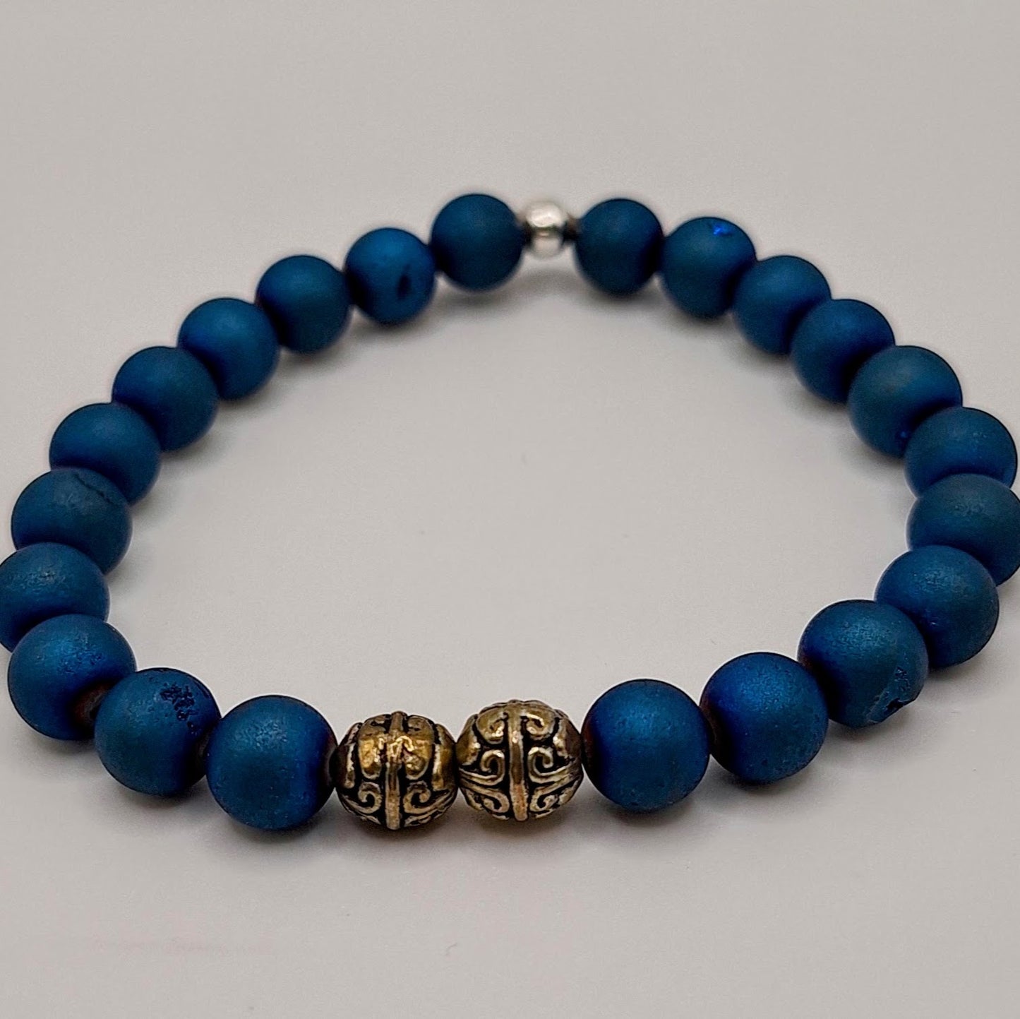 Agate Blue & Silver Bracelet