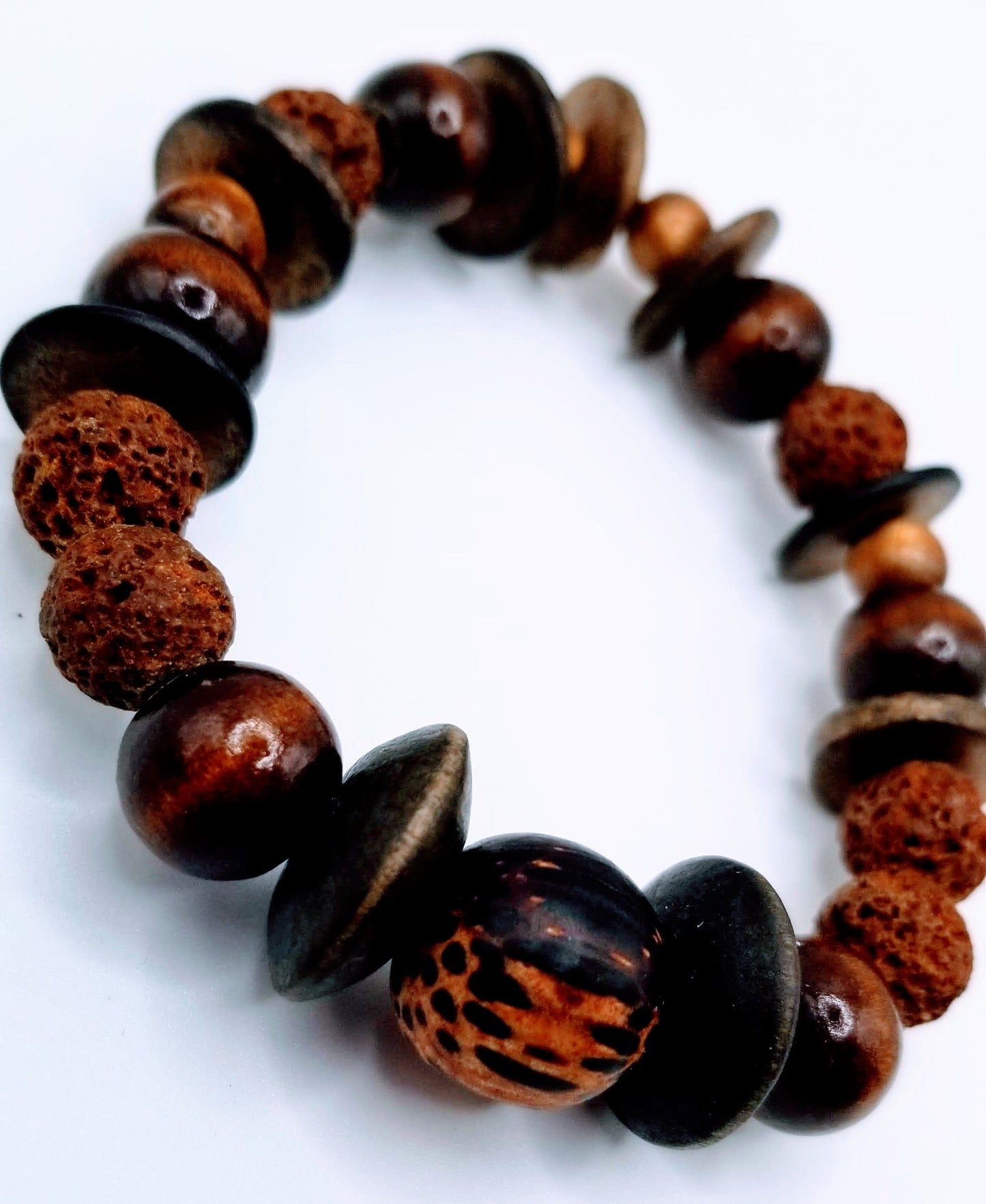 Handcrafted Jewelry By Teri C Beaded Bracelet Embrace Nature's Elegance with our Men's Wood Bead Bracelet