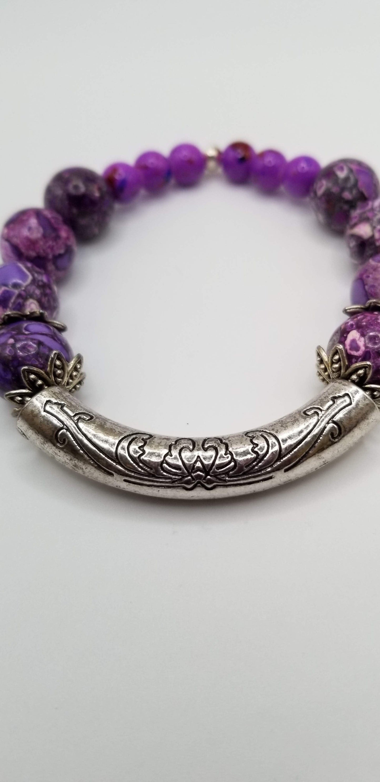 Handcrafted Jewelry By Teri C Lavendar & Silver Bracelet