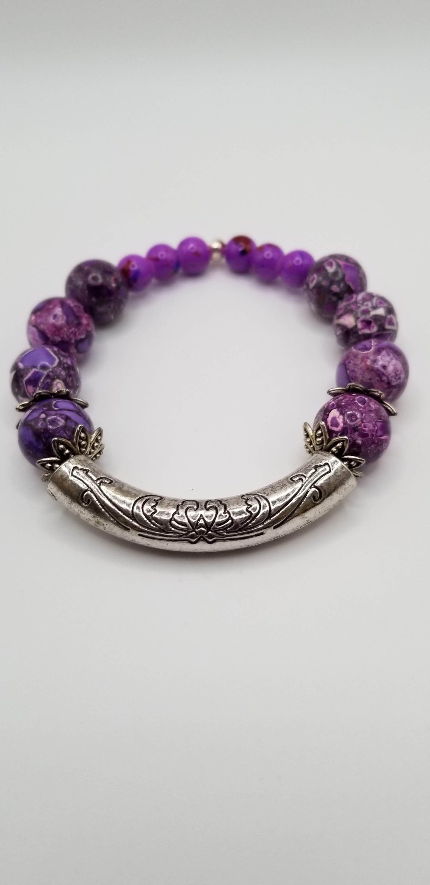 Handcrafted Jewelry By Teri C Lavendar & Silver Bracelet