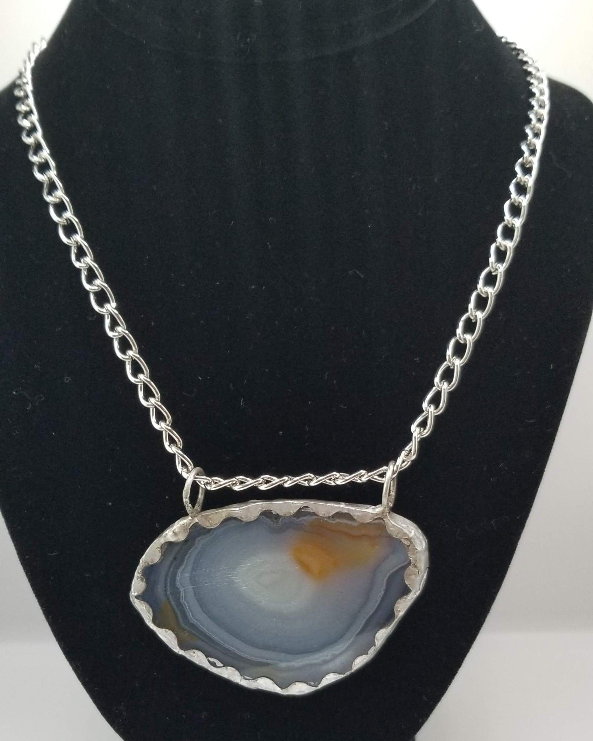 Handcrafted Jewelry By Teri C Necklace Stunning Agate Pendant Necklace For Elegant Look