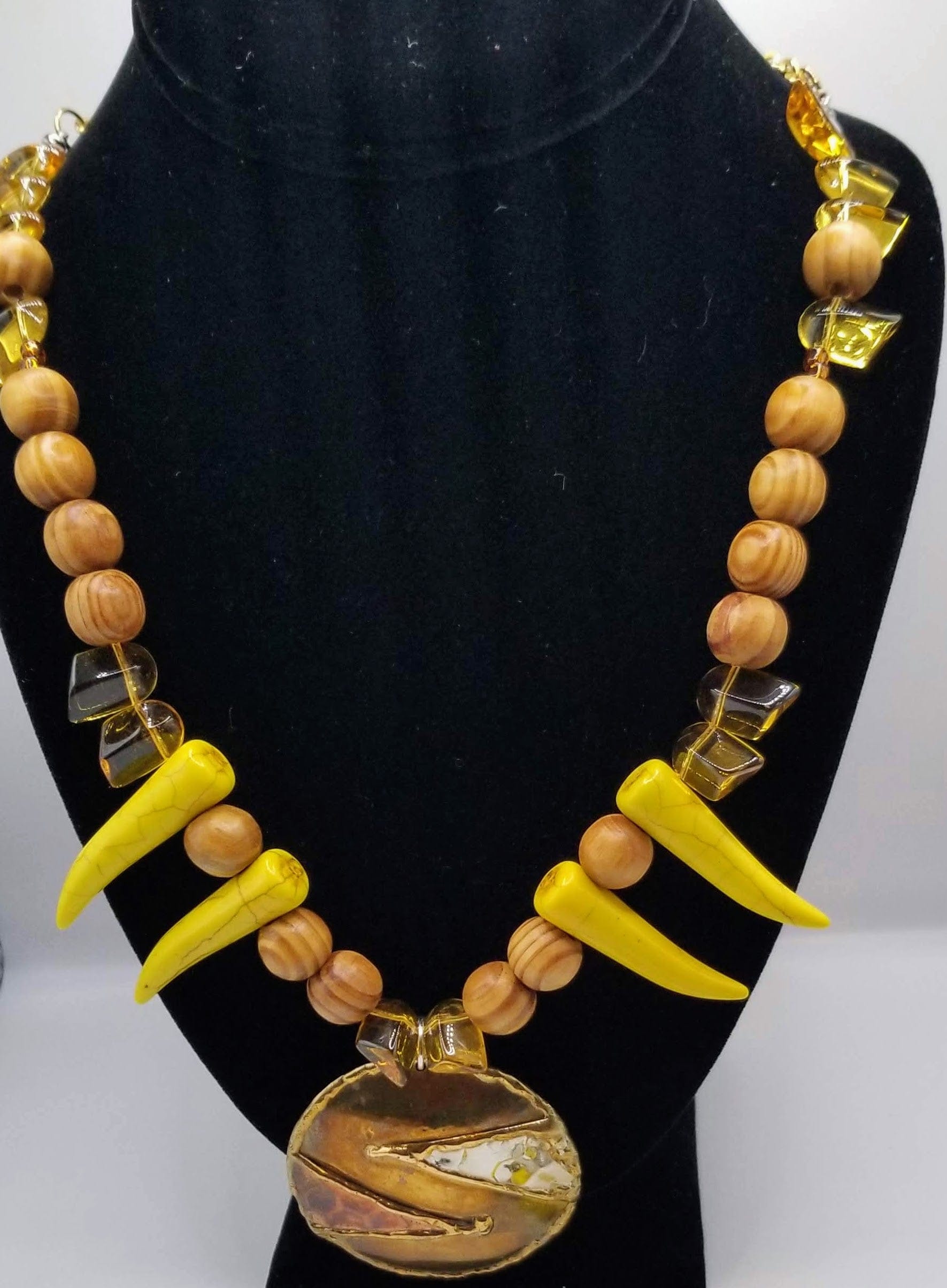 Handcrafted Jewelry By Teri C Necklace Wood Bone & Gemstone Necklace