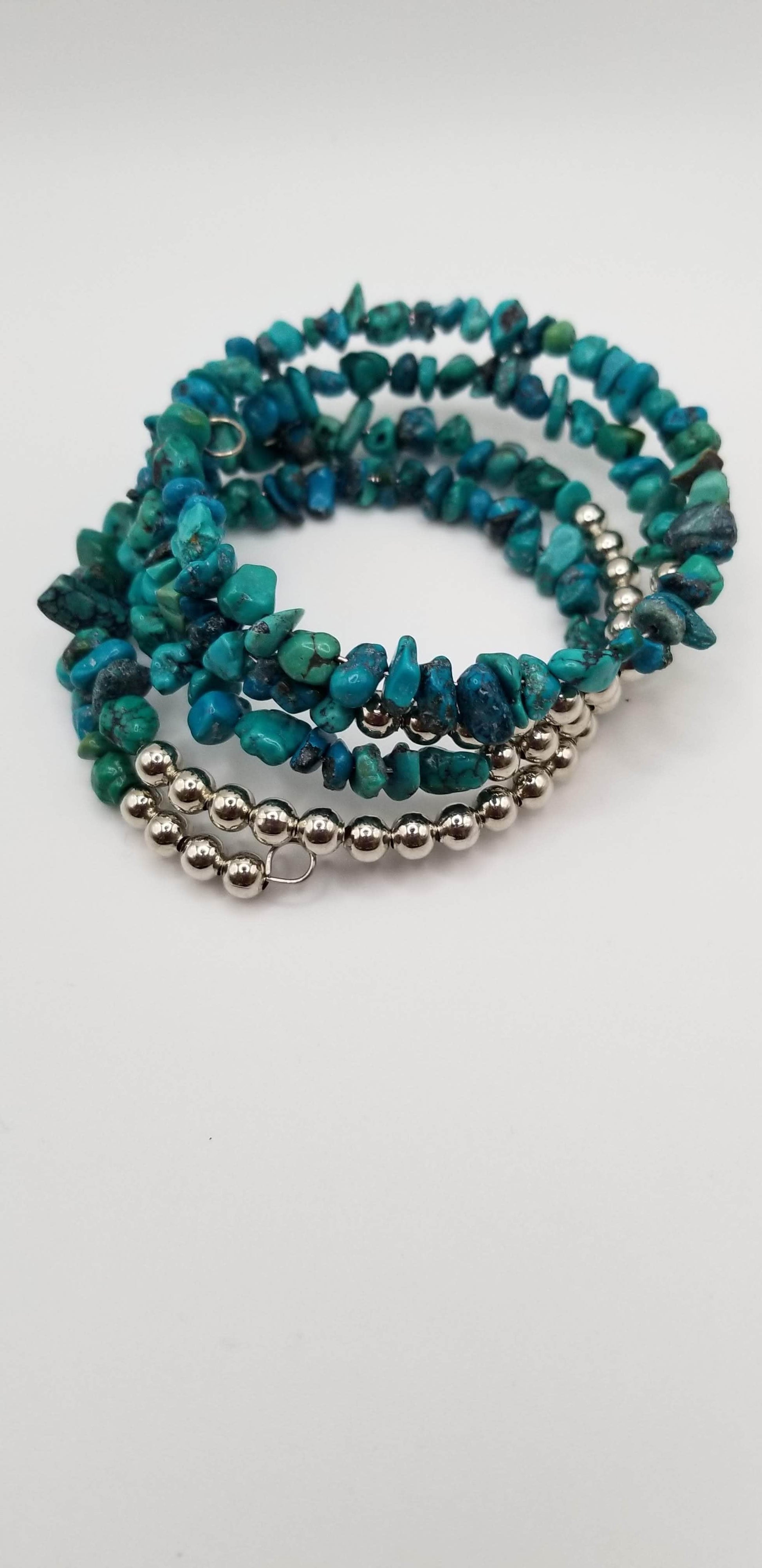 Handcrafted Jewelry By Teri C Turquoise & Silver Wrapped bracelet