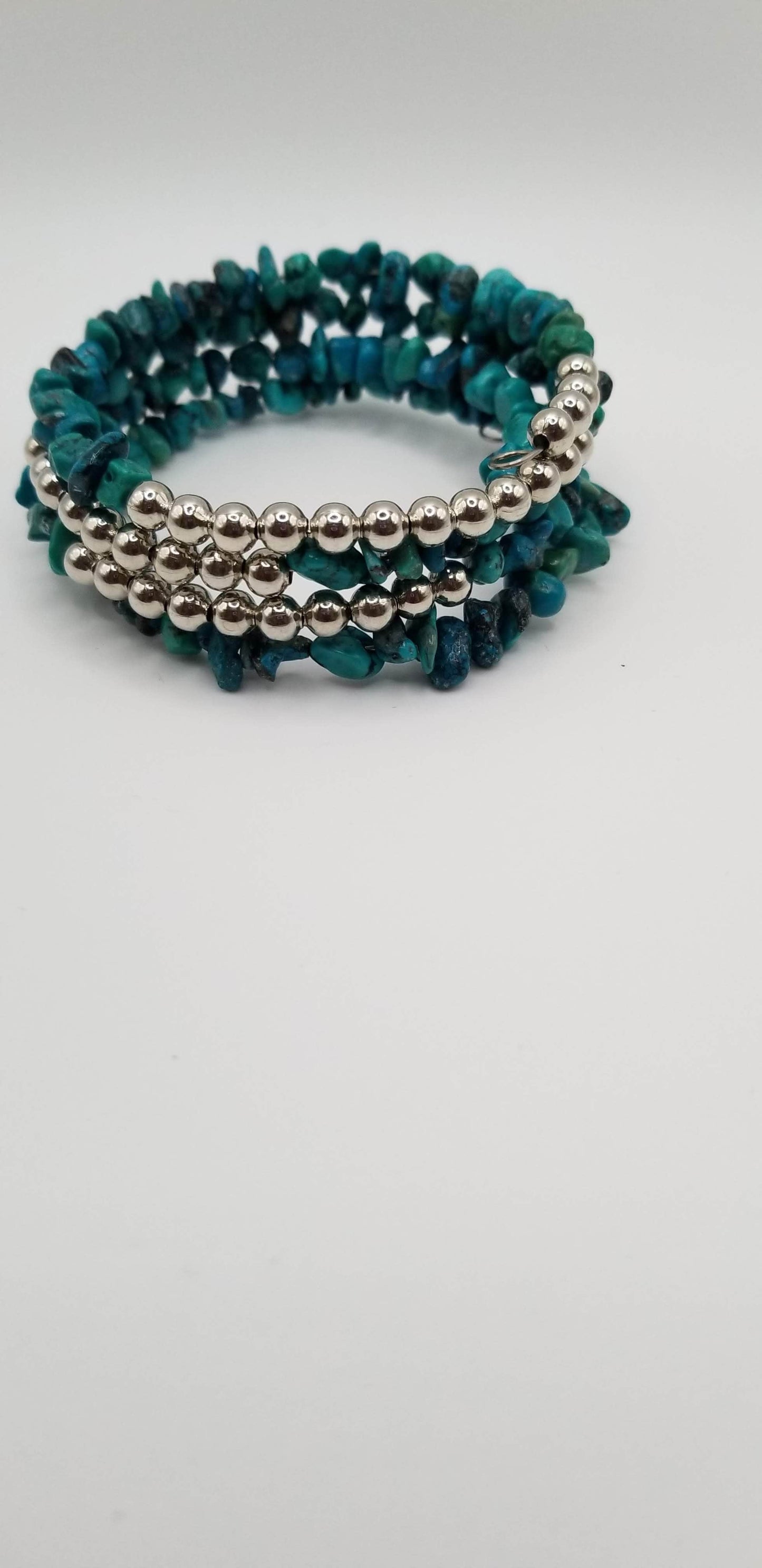 Handcrafted Jewelry By Teri C Turquoise & Silver Wrapped bracelet