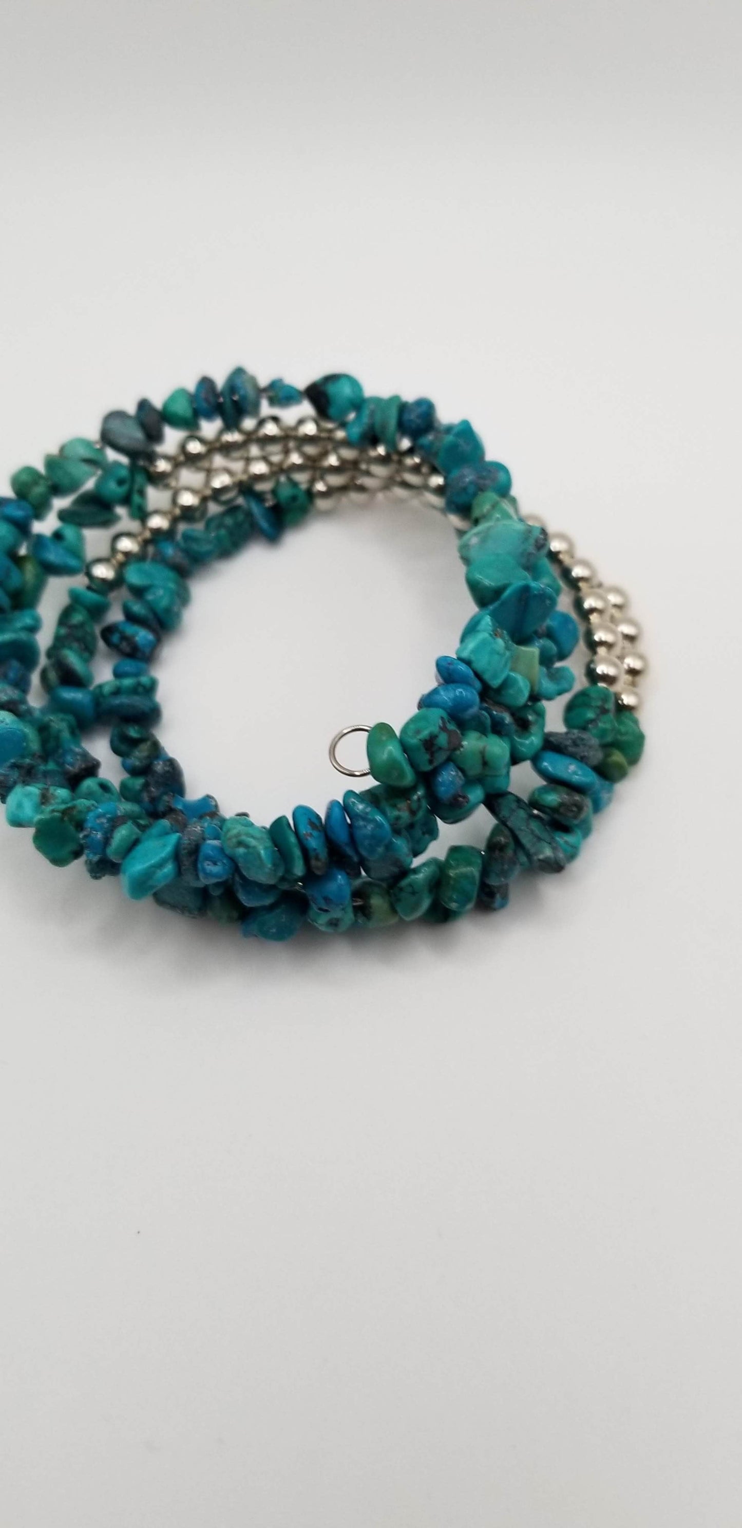 Handcrafted Jewelry By Teri C Turquoise & Silver Wrapped bracelet